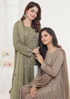 Ayesha Closet Mehnaaz Taupe Women 3pcs