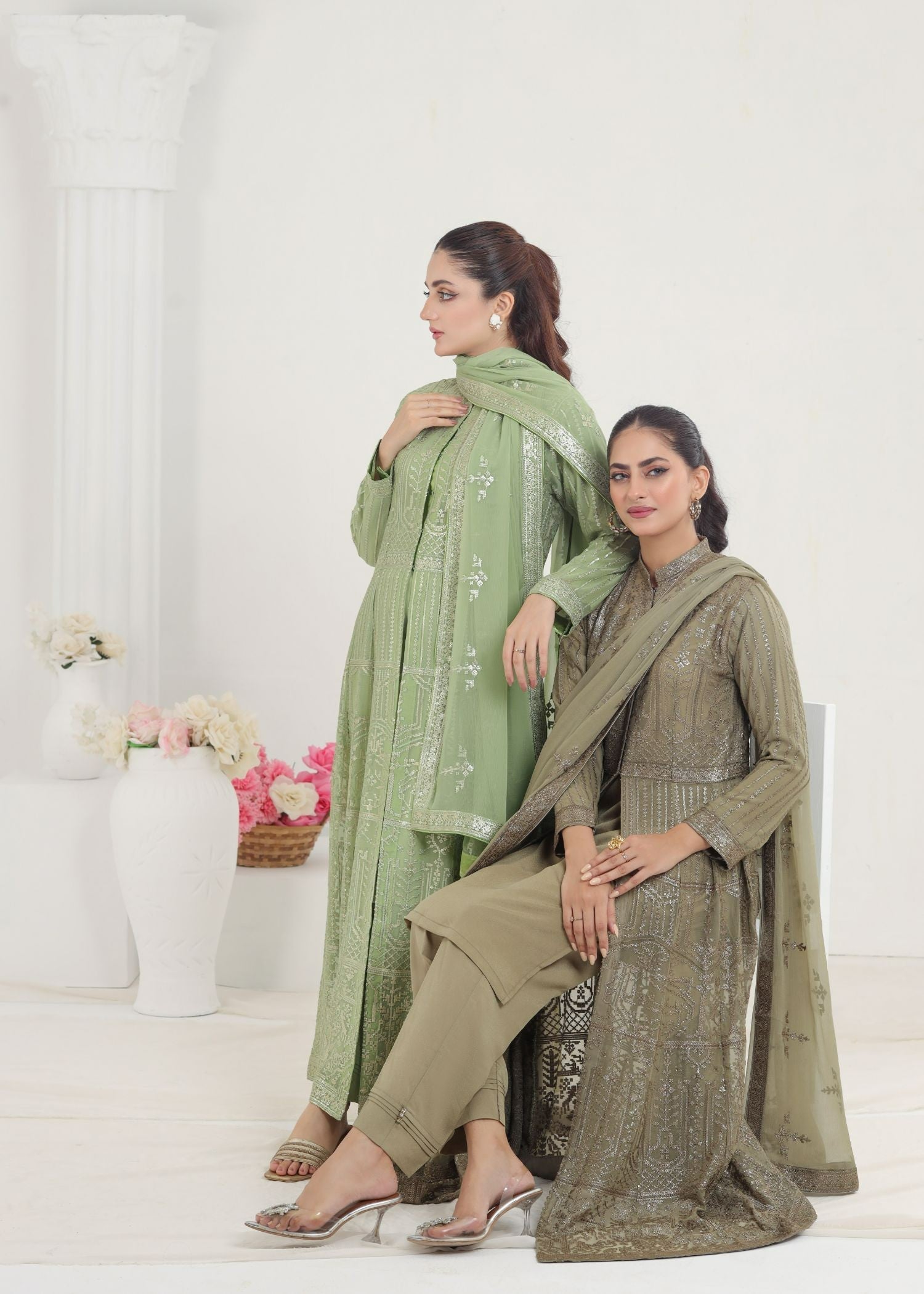 Ayesha Closet Marjan Olive Women 3pcs