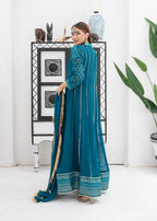 Mona Embroidery Embellish Azure Teal Women 3pcs