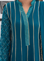 Mona Embroidery Embellish Azure Teal Women 3pcs