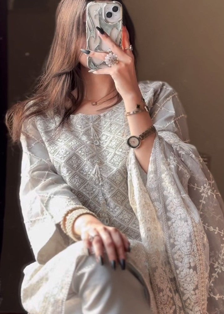 Four Season Boutique NOOR E HINA GREY Women 3pcs