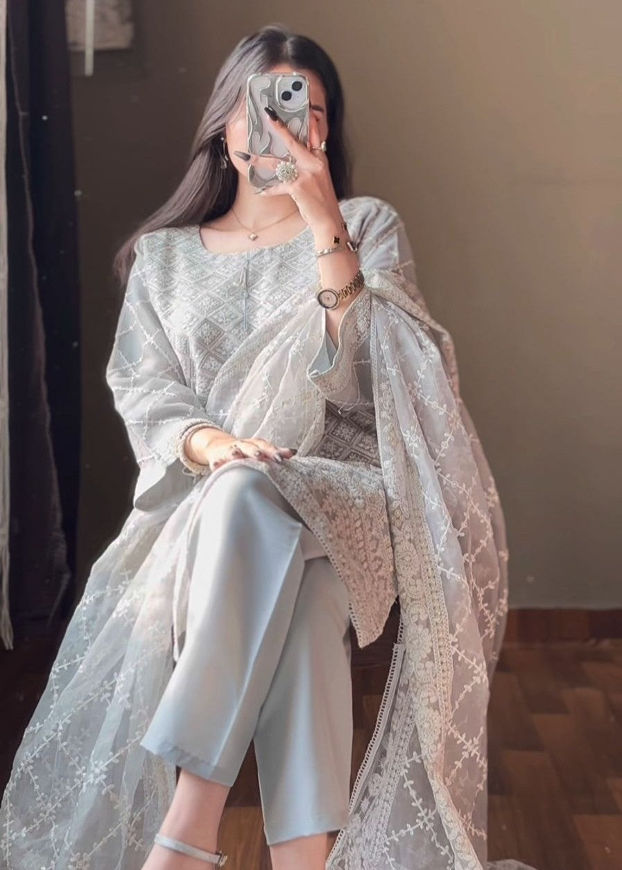 Four Season Boutique NOOR E HINA GREY Women 3pcs