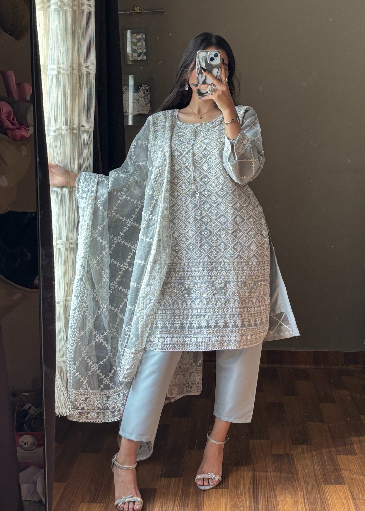 Four Season Boutique NOOR E HINA GREY Women 3pcs