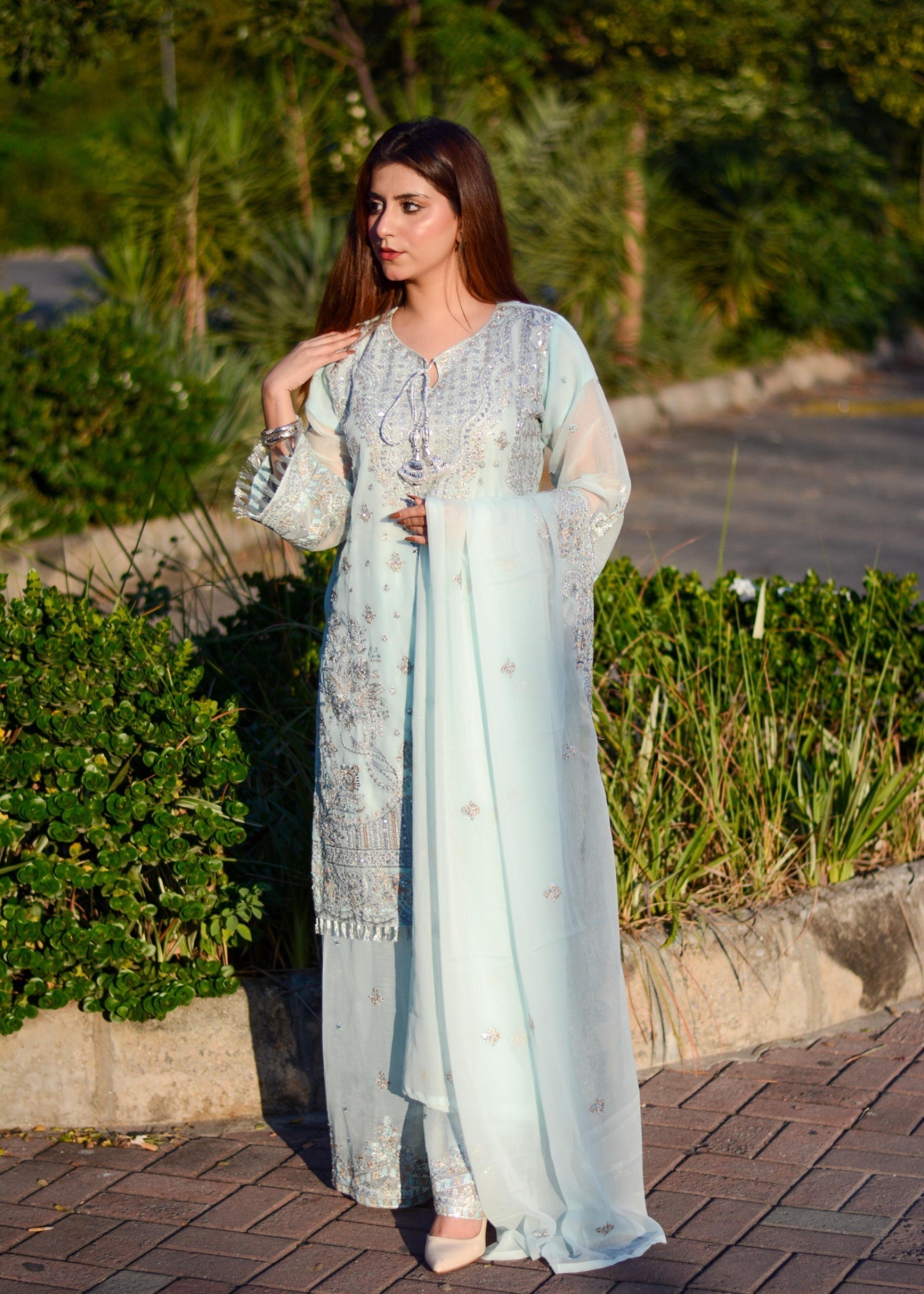 Inaaya Fashion Maahiya Ice Blue Women 3pcs