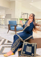 Gulposh TOTE EASY BREEZY (Stitched +Free Hand Bag) Navy Blue Women 3pcs