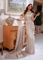VELOUR Offwhite Shine Saree Women 2pcs