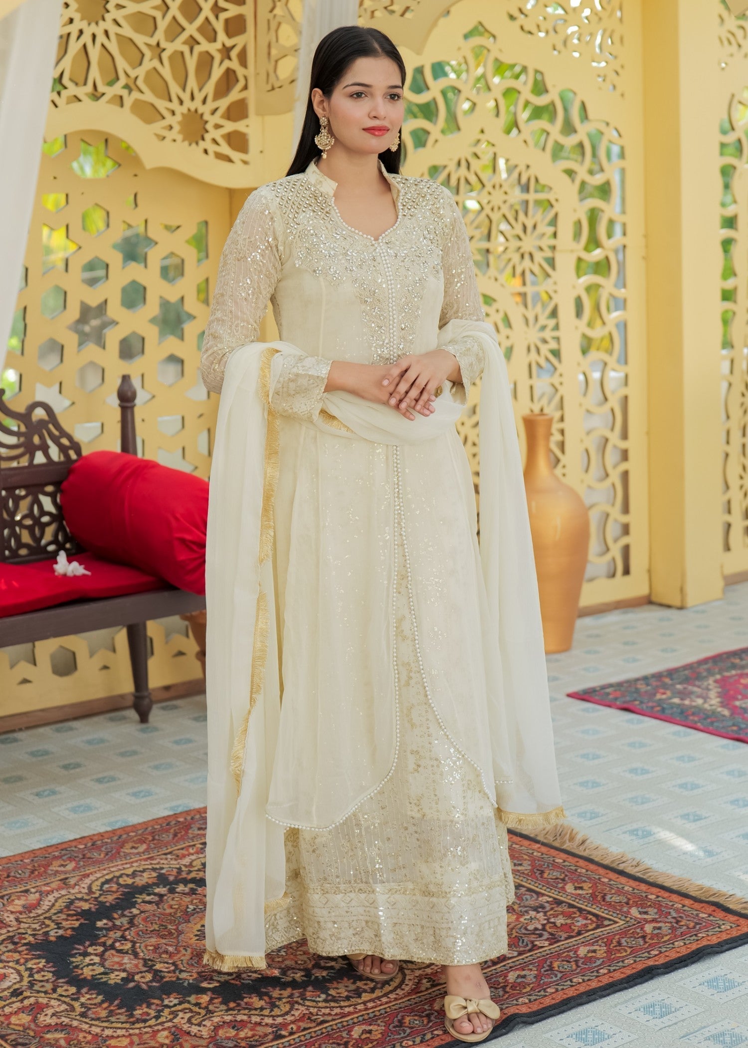 Mona Embroidery ritzy rosette offwhite Women 3pcs