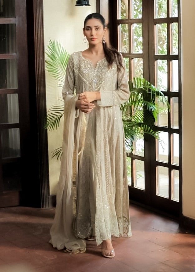 Mona Embroidery Floral Weaves beige Women 3pcs