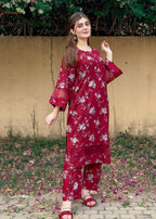 B.K Clothings Blossom Maroon 2pice Women 2pcs