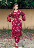B.K Clothings Blossom Maroon 2pice Women 2pcs