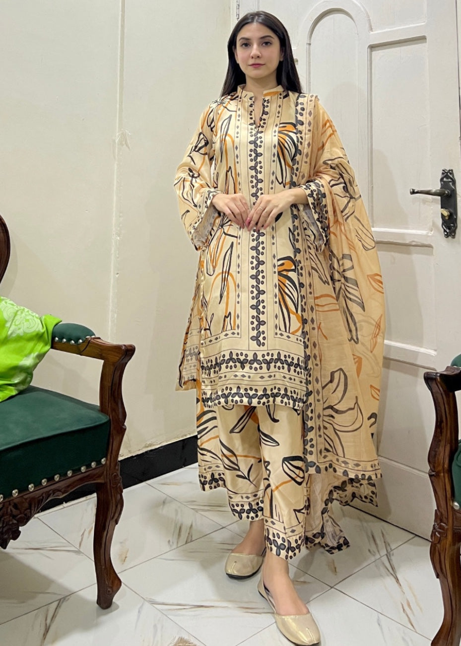 Ayesha B beige (neelum) Women 3pcs