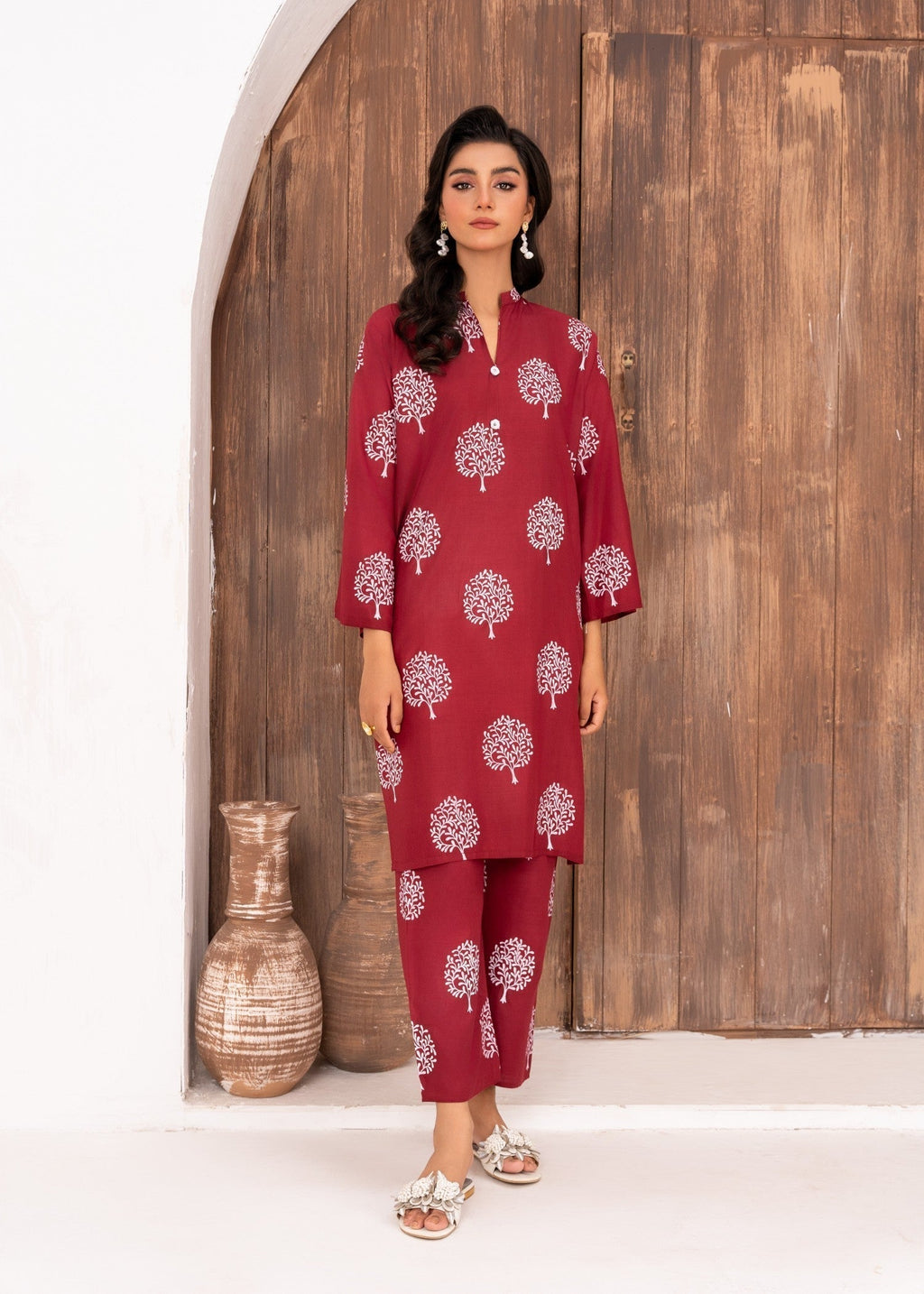 Chaudhary Arts Tree printed (maroon) Women 2pcs
