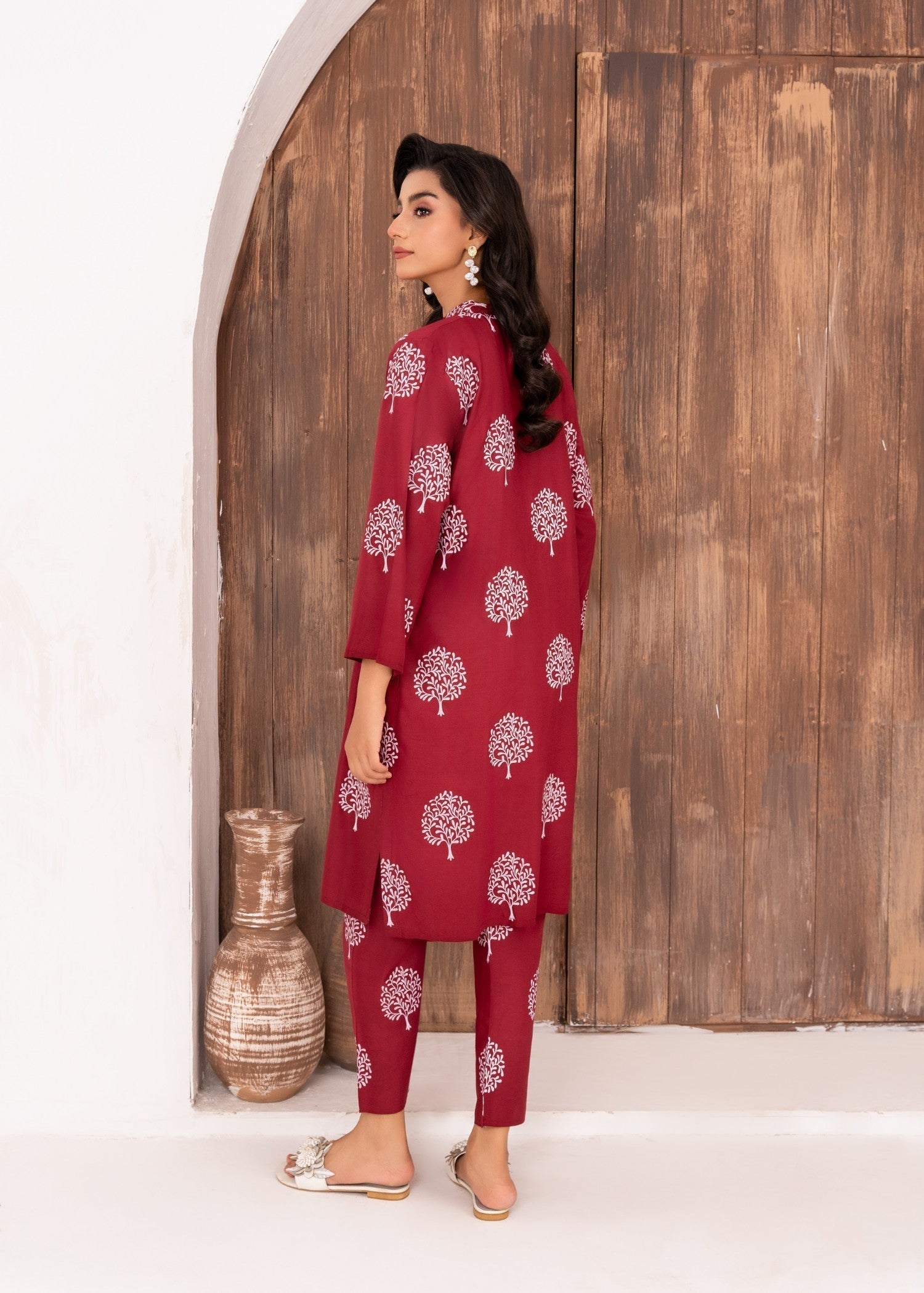 Chaudhary Arts Tree printed (maroon) Women 2pcs