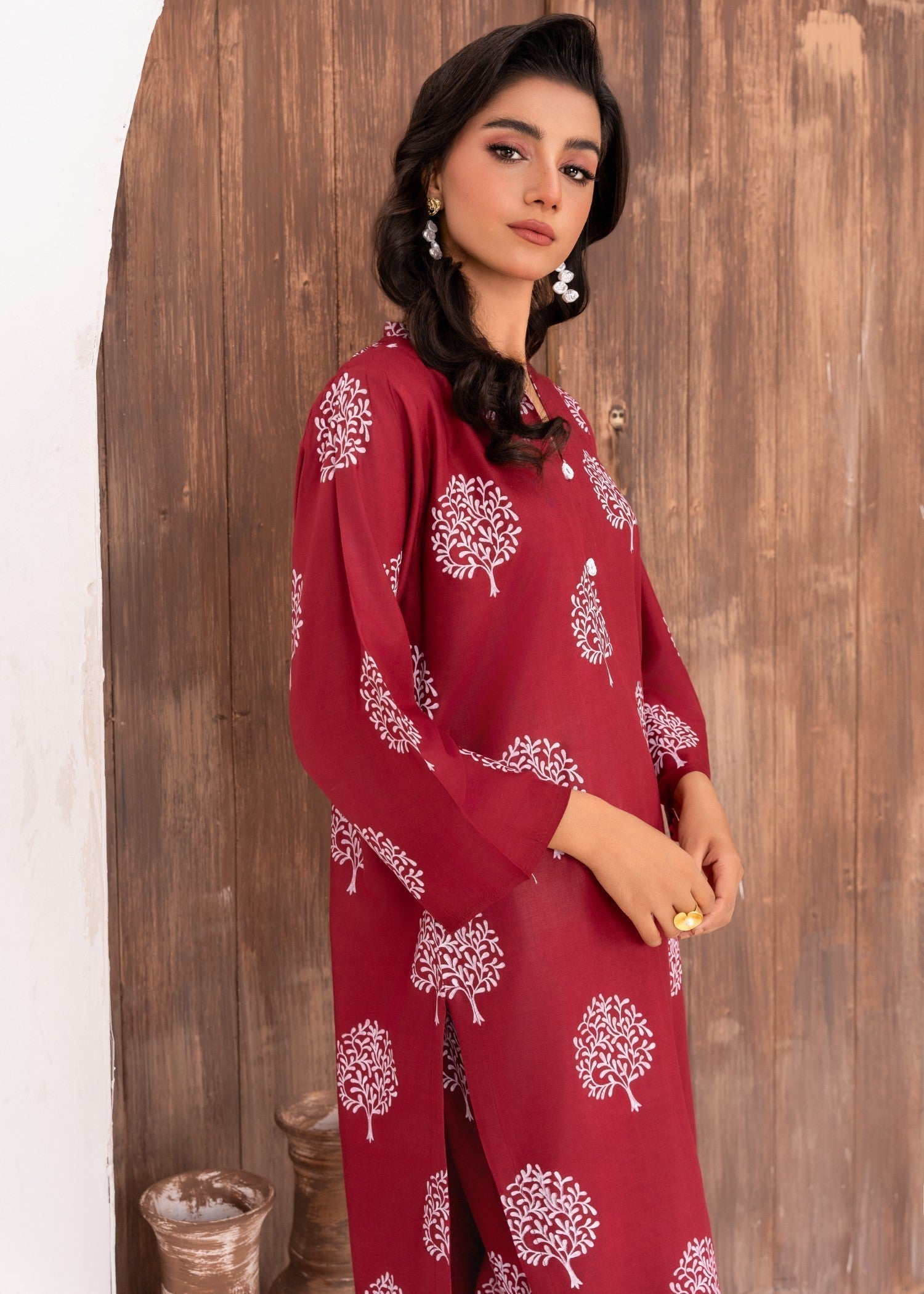 Chaudhary Arts Tree printed (maroon) Women 2pcs