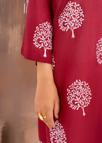 Chaudhary Arts Tree printed (maroon) Women 2pcs