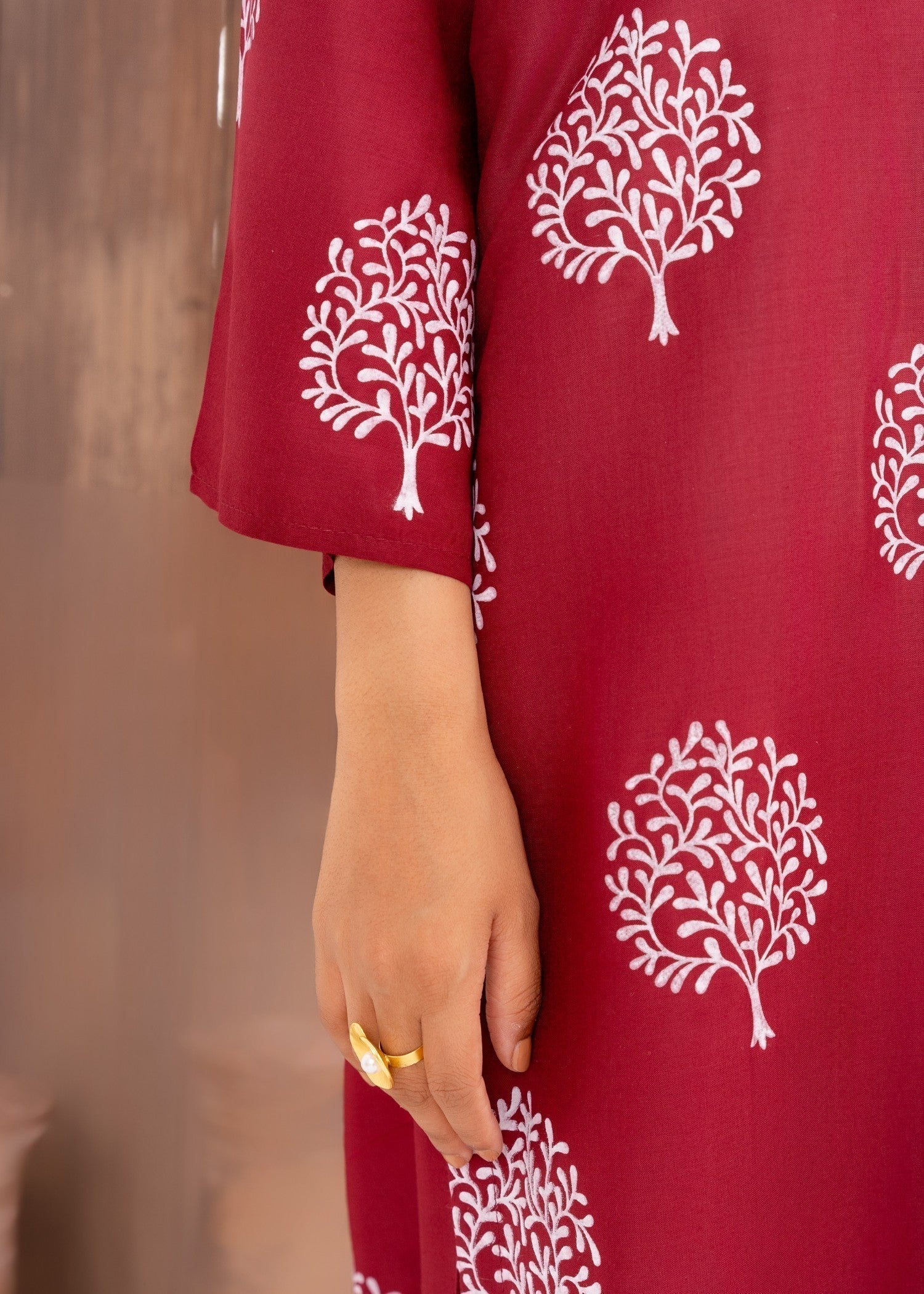 Chaudhary Arts Tree printed (maroon) Women 2pcs