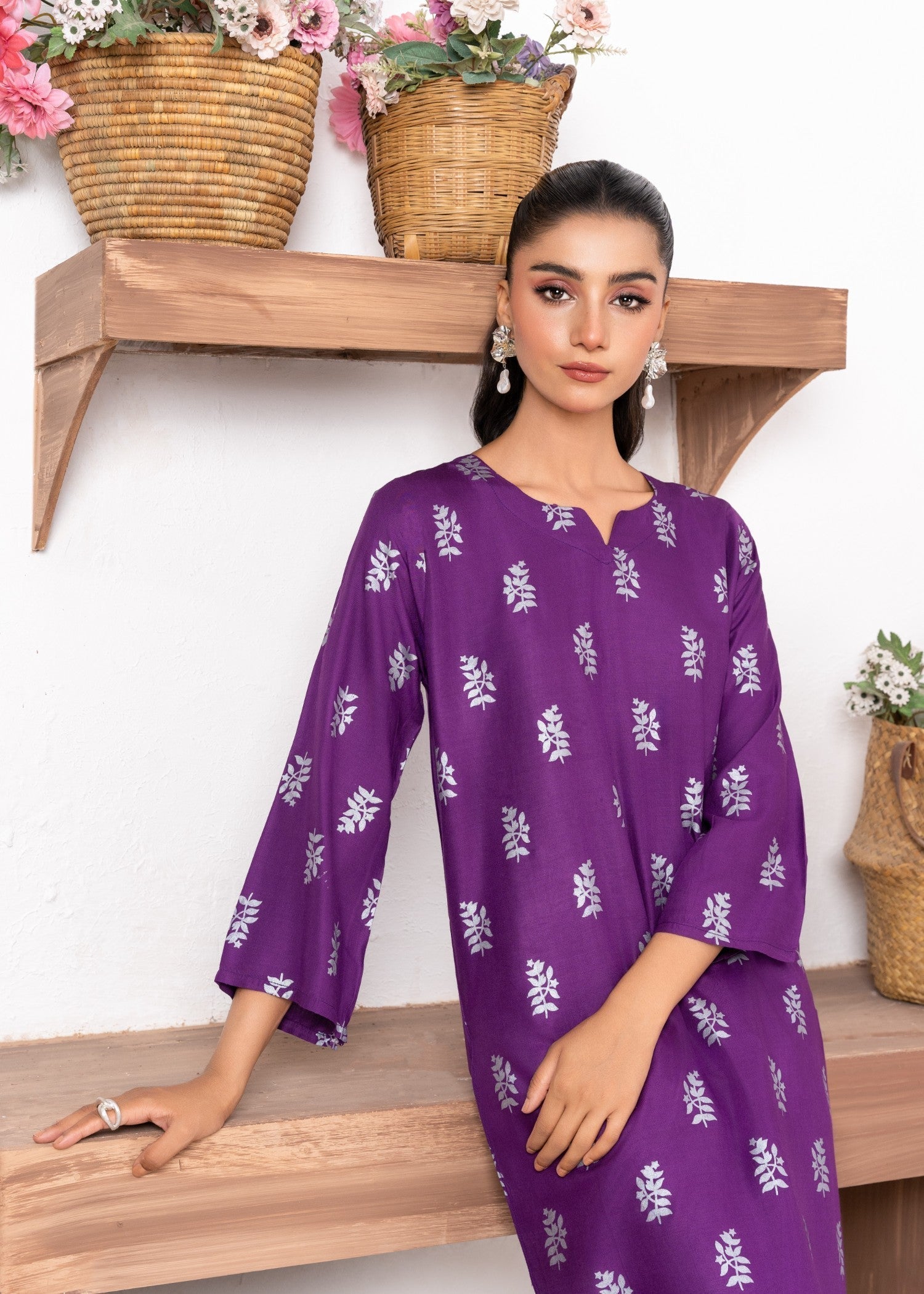 Chaudhary Arts Saleha Printed purple Women 2pcs