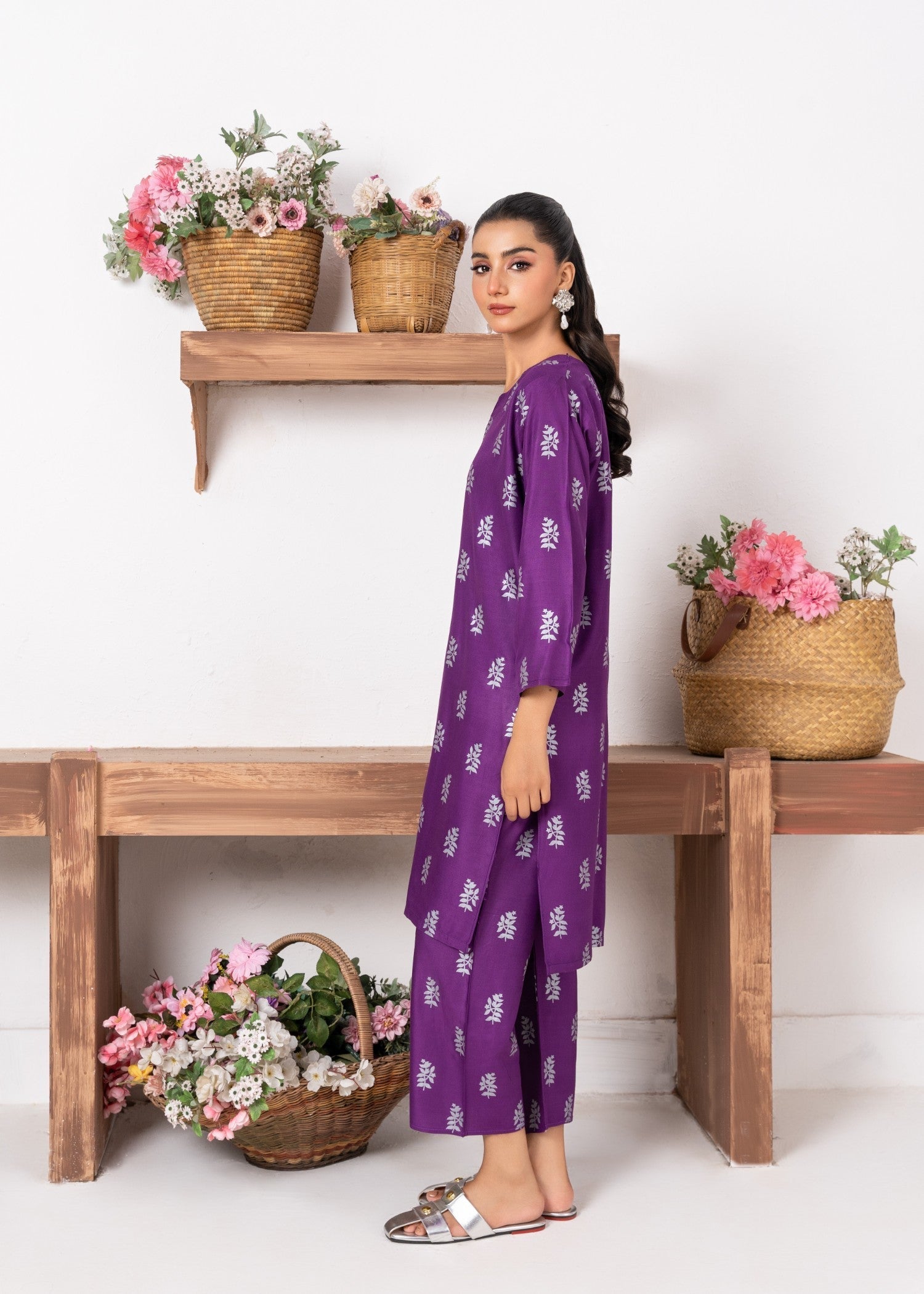 Chaudhary Arts Saleha Printed purple Women 2pcs