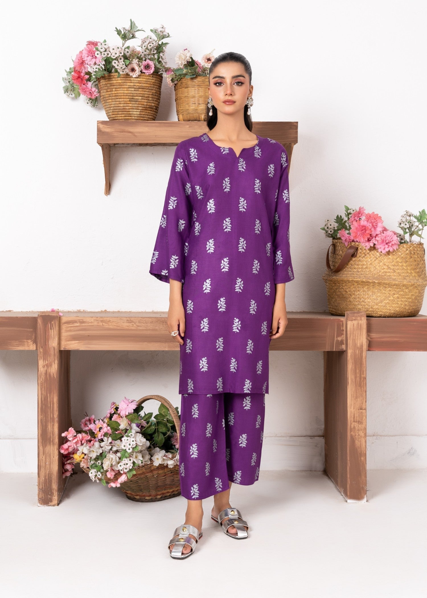 Chaudhary Arts Saleha Printed purple Women 2pcs