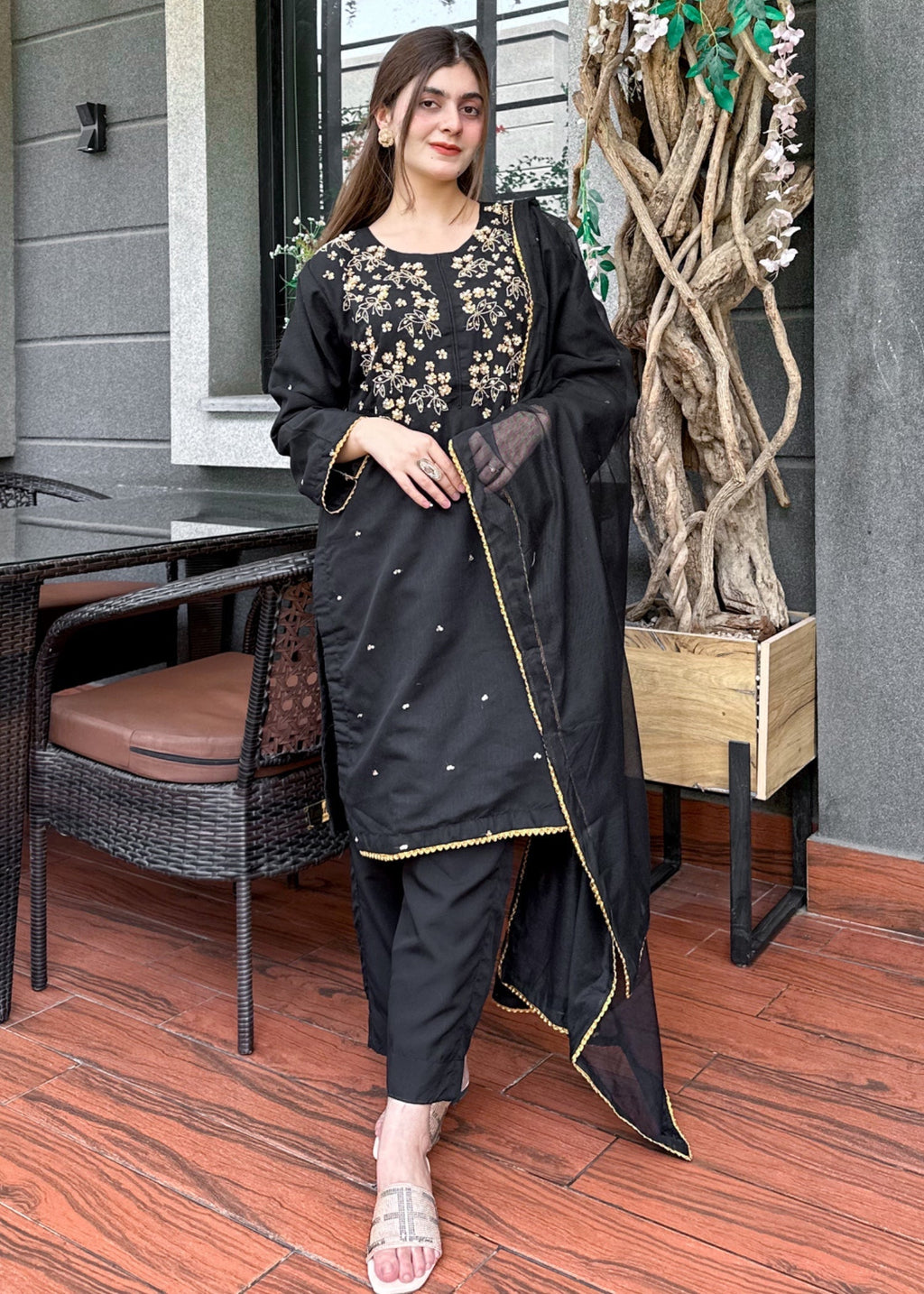 Ayesha B black (roz) Women 3pcs