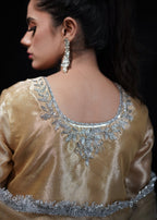 Zar Ayla EMBROIDRED LAMA TISSUE SUIT Golden Women 3pcs