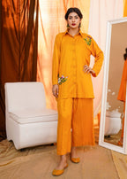 Akhrot Clothing Mustard Floral Co Ord Women 2pcs