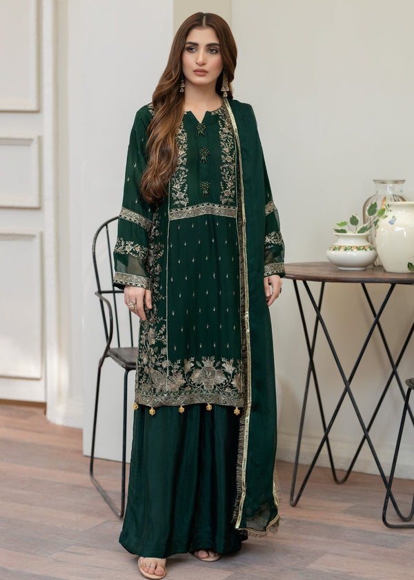 Pehnawa By Bin Akram’s Goldish Green CHIFFON Women 3pcs