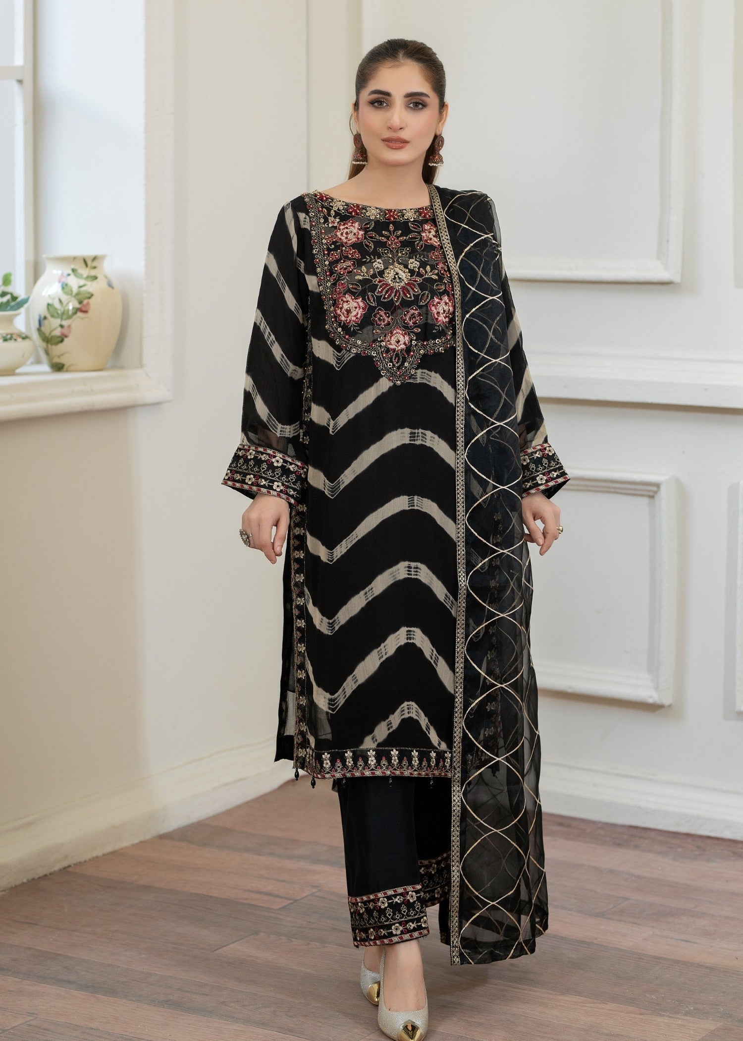 Pehnawa By Bin Akram’s Black Sand CHIFFON Women 3pcs