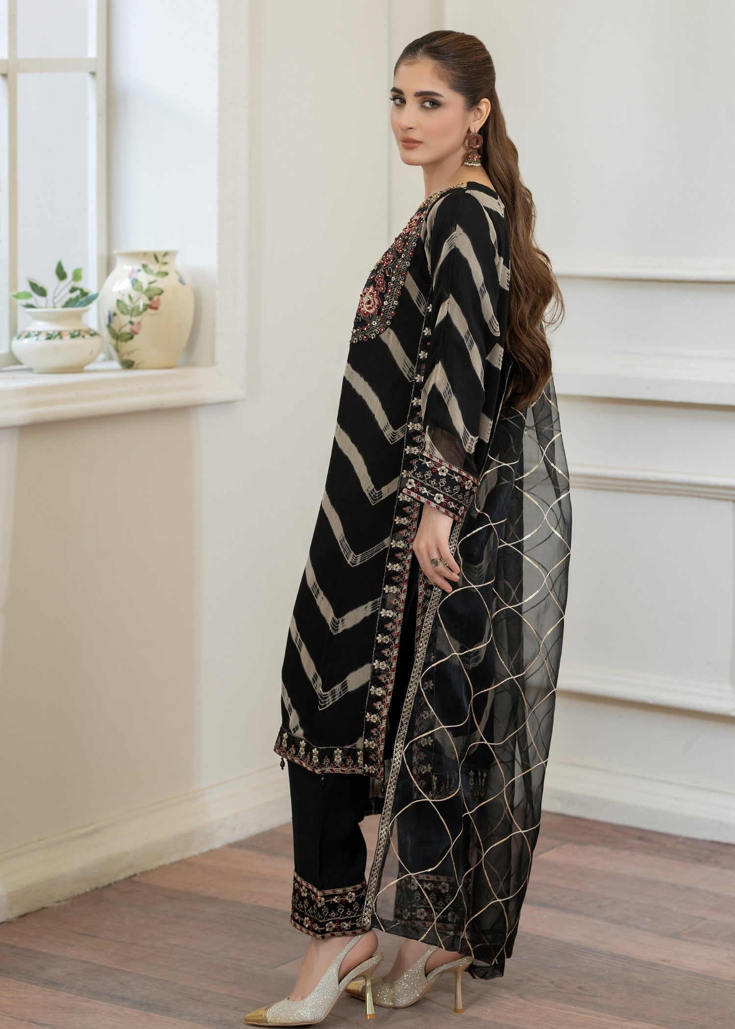 Pehnawa By Bin Akram’s Black Sand CHIFFON Women 3pcs