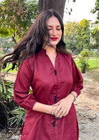 Damask Clothing Studio Sajni Solid Maroon Women 2pcs