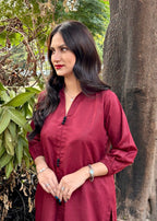 Damask Clothing Studio Sajni Solid Maroon Women 2pcs