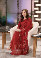 Zeekstore Wine Straight Kurta Set Women 3pcs