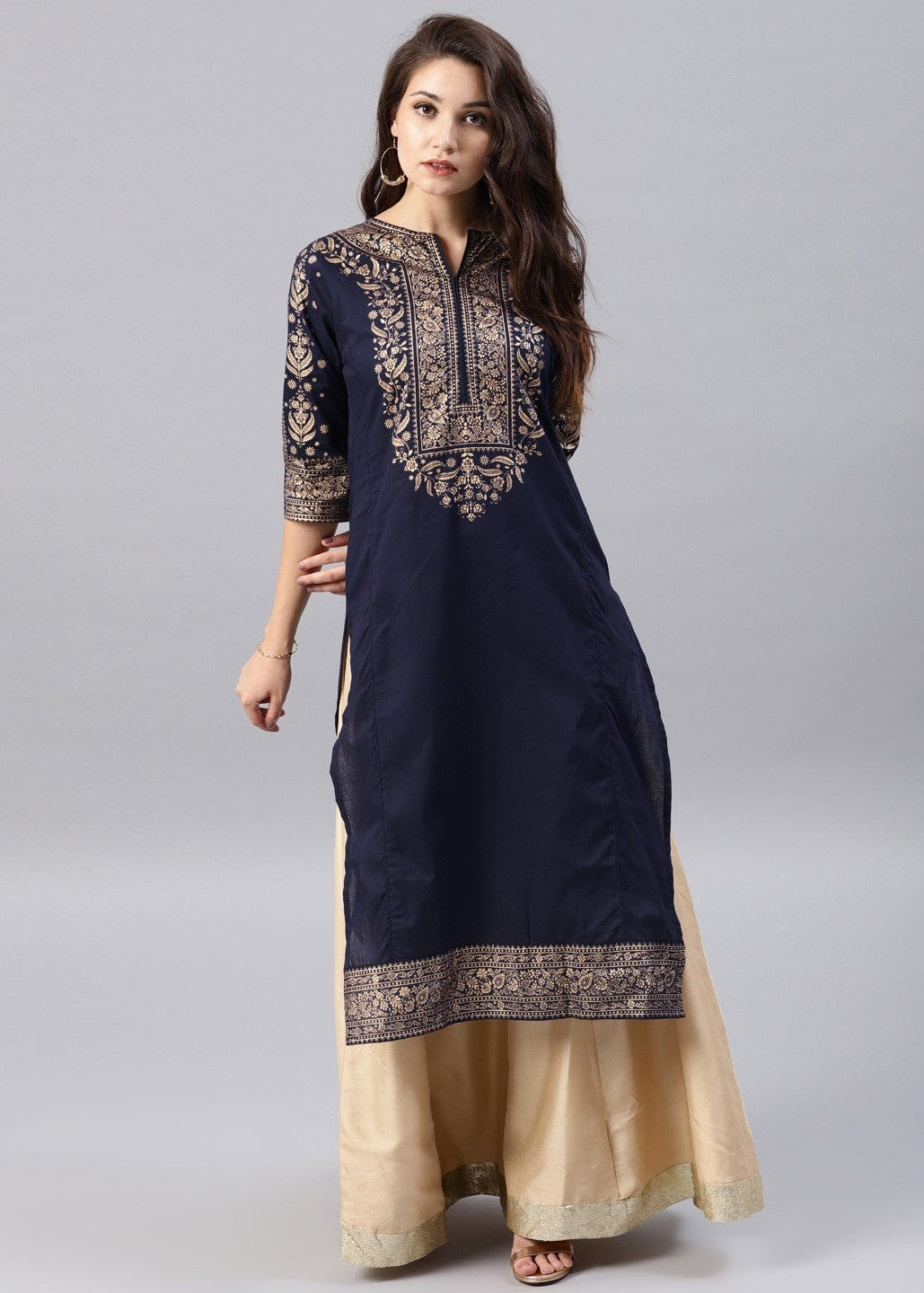 Zeekstore Blue printed kurta Only Women 1pcs