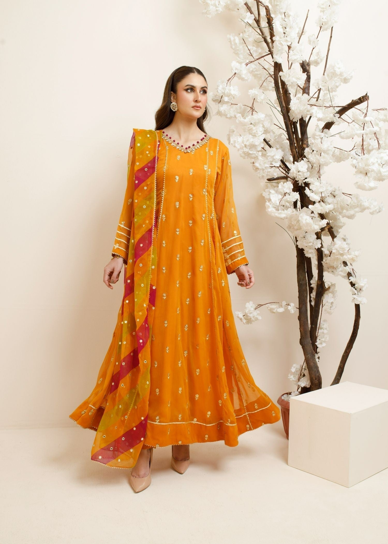 Ayesha Closet Fajr Vibrant Orange Women 3pcs