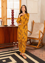 Chaudhary Arts Leave printed mustard Women 2pcs