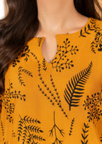 Chaudhary Arts Leave printed mustard Women 2pcs