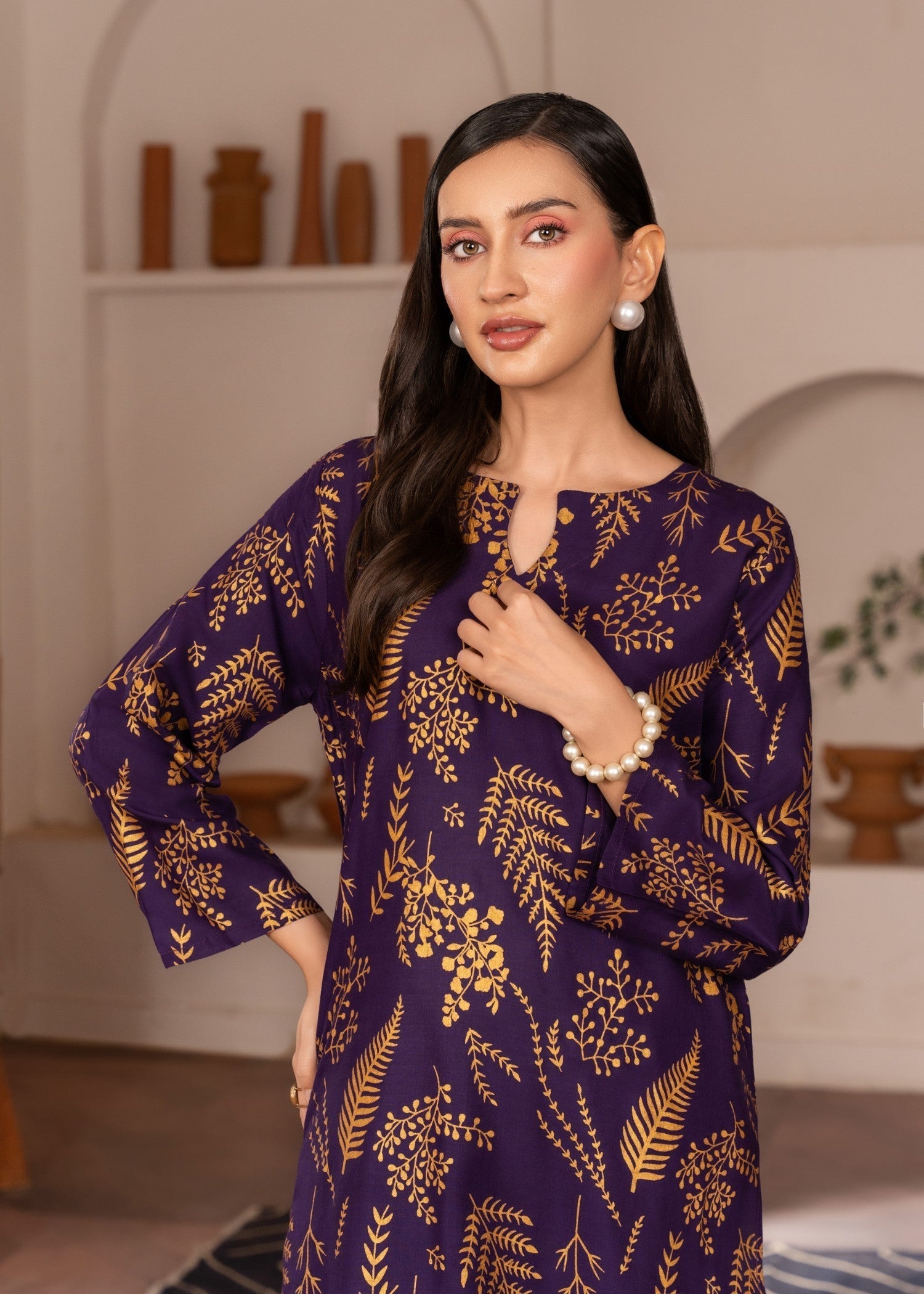 Chaudhary Arts Leave printed purple Women 2pcs