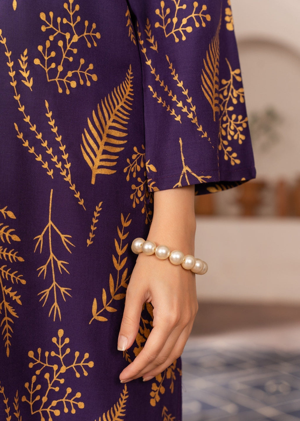 Chaudhary Arts Leave printed purple Women 2pcs