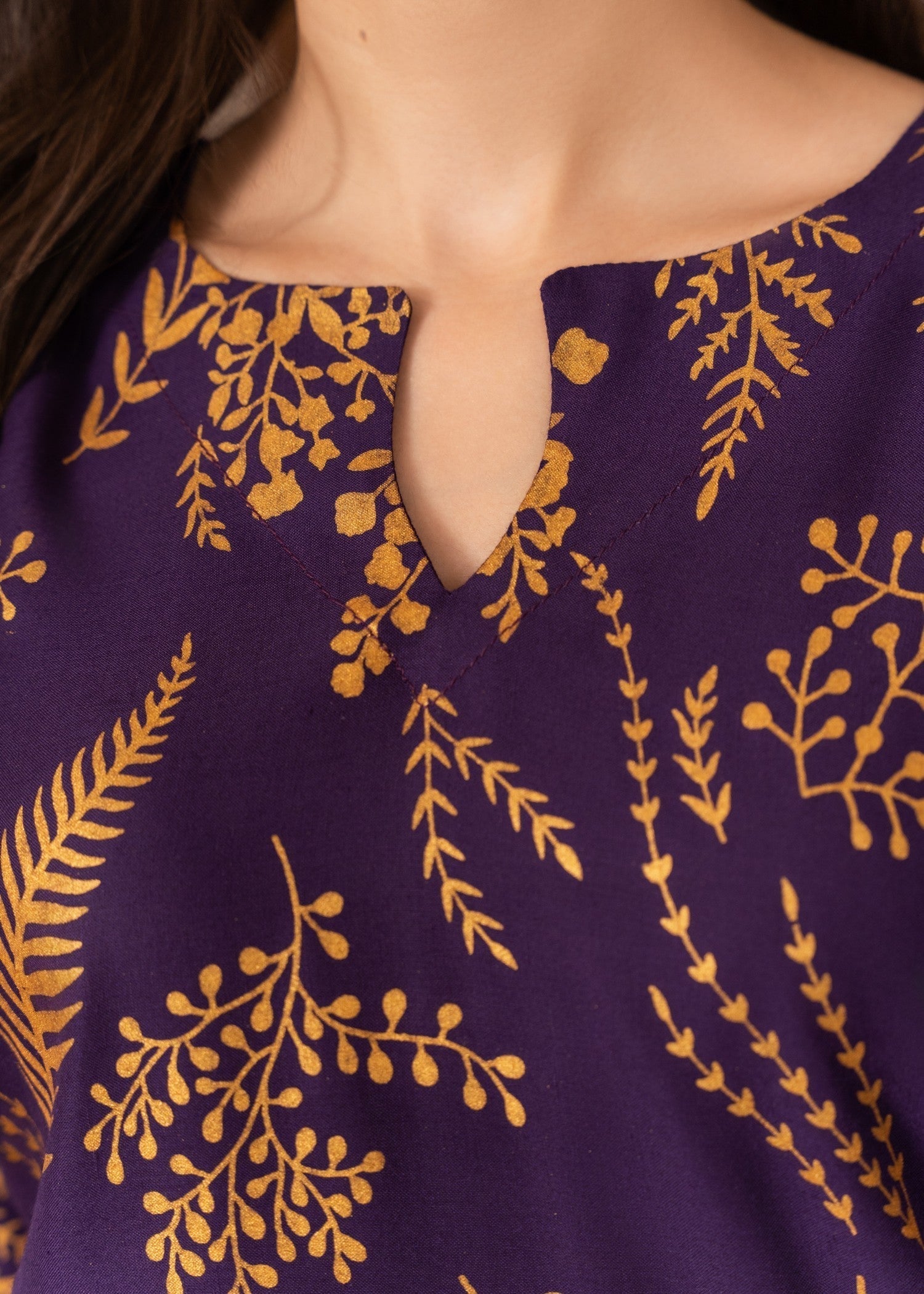 Chaudhary Arts Leave printed purple Women 2pcs