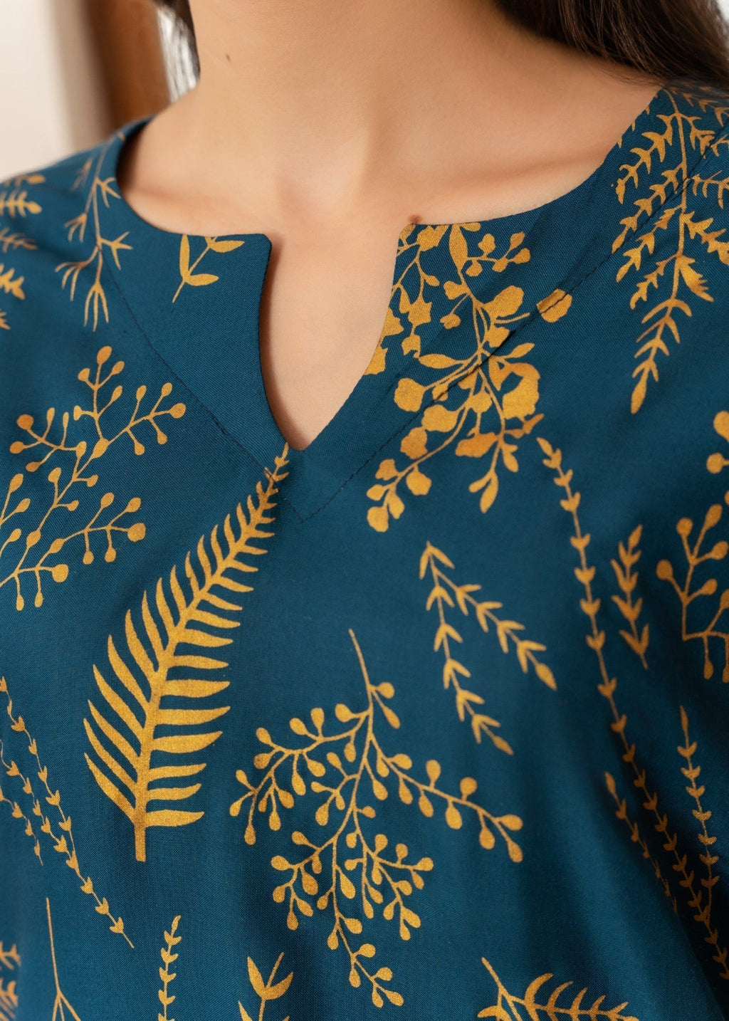 Chaudhary Arts leave Printed (teal) Women 2pcs