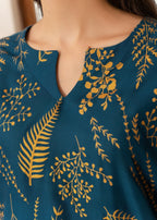 Chaudhary Arts leave Printed (teal) Women 2pcs