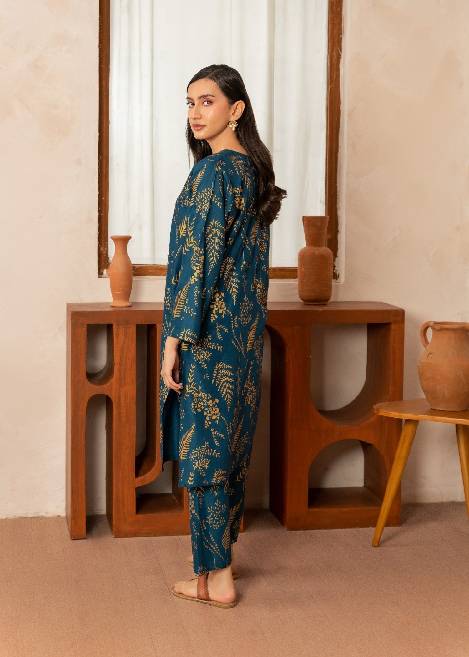 Chaudhary Arts leave Printed (teal) Women 2pcs