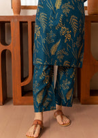 Chaudhary Arts leave Printed (teal) Women 2pcs