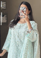 Four Season Boutique NOOR E HINA ICEBLUE Women 3pcs
