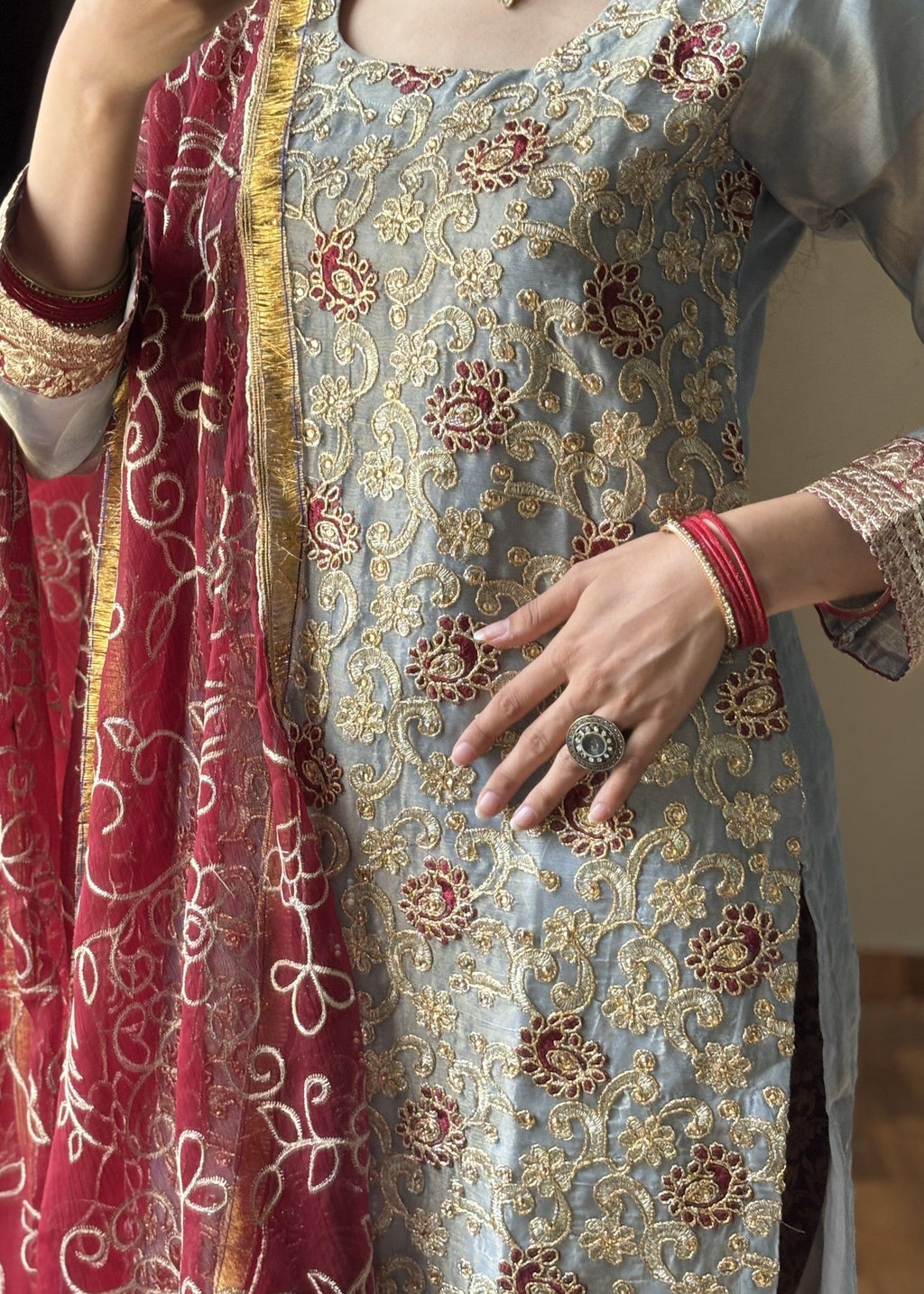 Four Season Boutique INDIAN MESORI GREY Women 3pcs