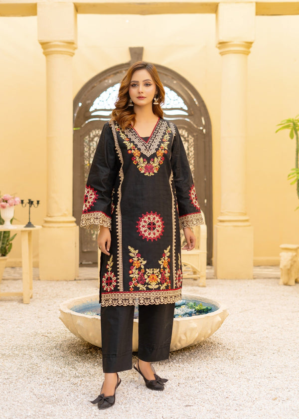 Araish Black Chikankari Cutwork Cambric '24 [Ara169] Women 2pcs