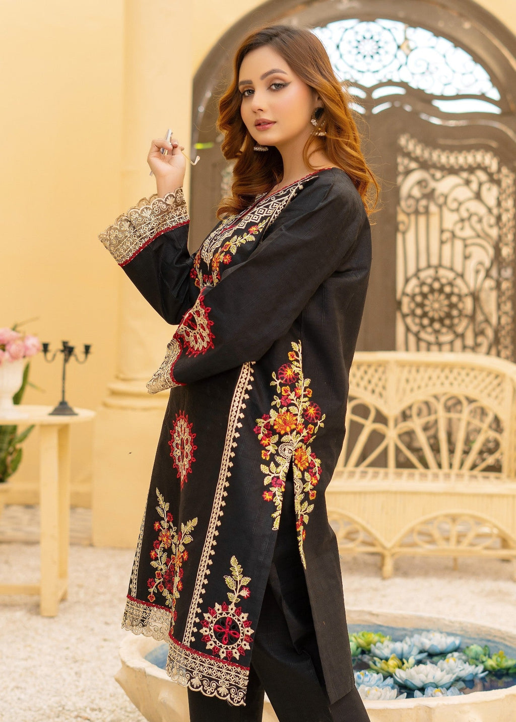 Araish Black Chikankari Cutwork Cambric '24 [Ara169] Women 2pcs