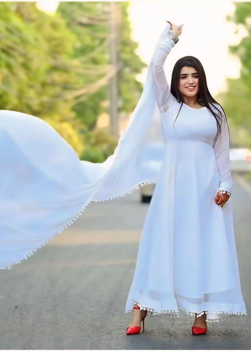 Anabiya Rivaj anarkali white Women 2pcs