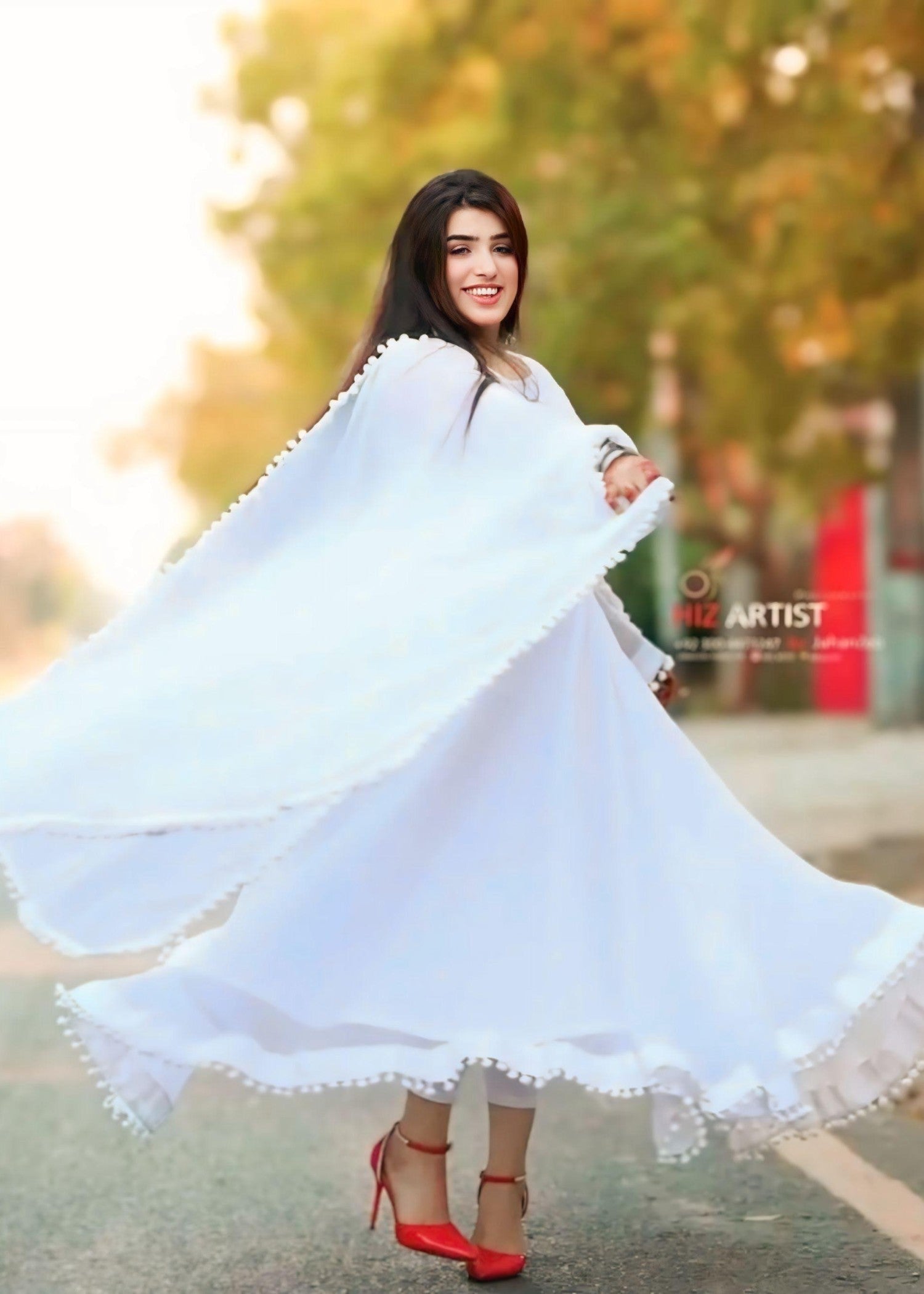 Anabiya Rivaj anarkali white Women 2pcs