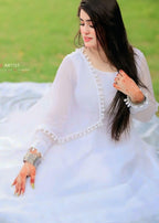 Anabiya Rivaj anarkali white Women 2pcs